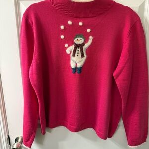 Marisa Christina Festive Pink Snowman Sweater